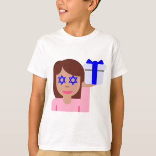 Camiseta emoji de giro de pelo de chanukkah