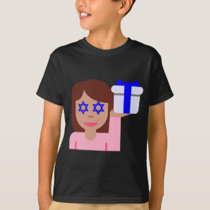 Camiseta emoji de giro de pelo de chanukkah