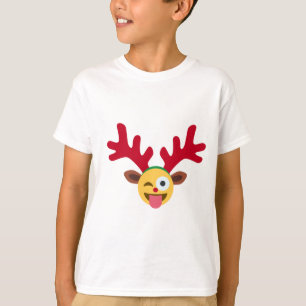 Camiseta emoji de guiño al reno de Navidad