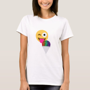 Camiseta emoji de guiño purpurina