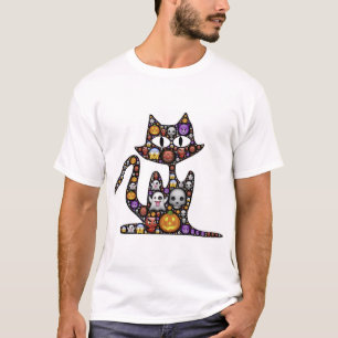 Camiseta Emoji De Halloween De Gato Miedo A Los Alegres Ico