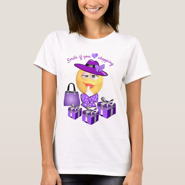 Camiseta Emoji de moda con Gorra, bolsa y compras (Anverso)