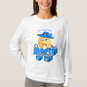 Camiseta Emoji de moda en azul con compras