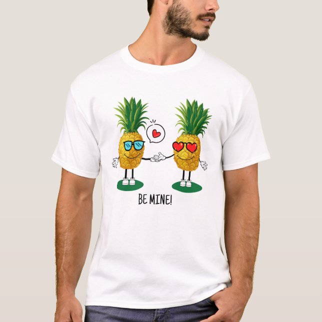 Camiseta Emoji de piña personalizada Pareja de amor (Anverso)