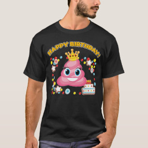 Camiseta Emoji de poop rosado Feliz cumpleaños a Chicas