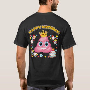 Camiseta Emoji de poop rosado Feliz cumpleaños a Chicas