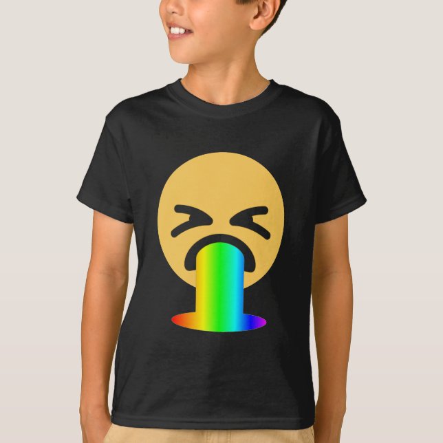 Camiseta emoji de puke arco iris (Anverso)