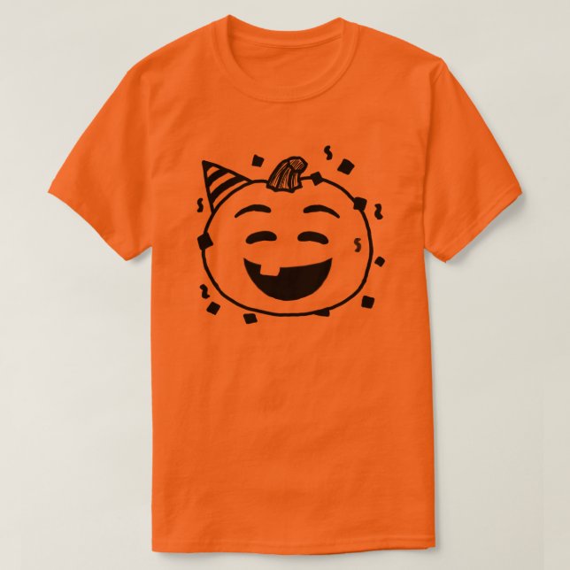Camiseta Emoji del disfraz del grupo de Emoji de calabaza H (Diseño del anverso)