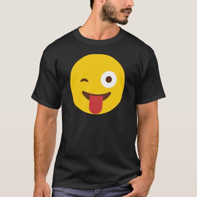 Camiseta Emoji feliz con la lengua hacia fuera (Anverso)