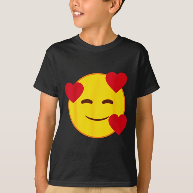 Camiseta Emoji Floating Hearts Yellow Smile Face  (Anverso)