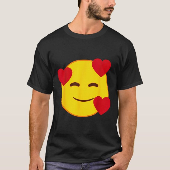 Camiseta Emoji Floating Hearts Yellow Smile Face  (Anverso)