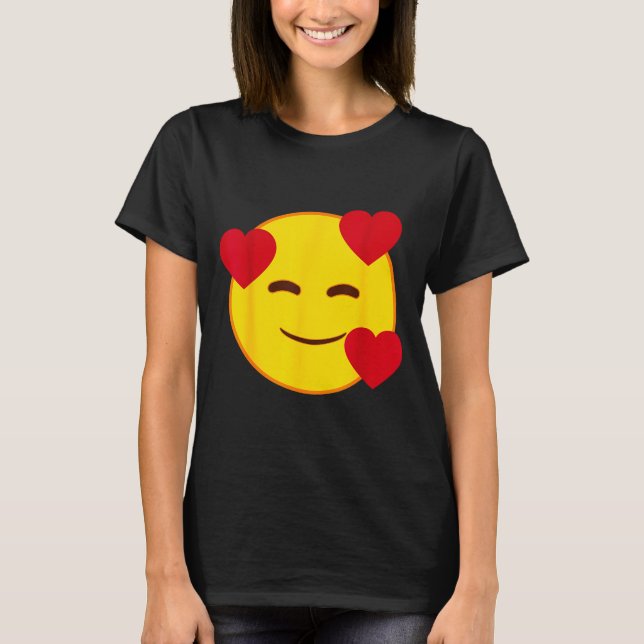Camiseta Emoji Floating Hearts Yellow Smile Face  (Anverso)