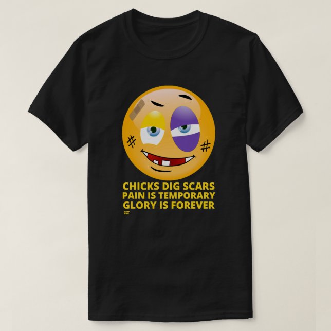 Camiseta emoji graciosa de "CHICKS DIG SCARS" (Diseño del anverso)