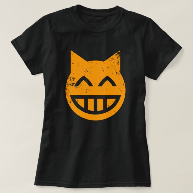 Camiseta Emoji Grunge Grunge Grinning Cat (Diseño del anverso)