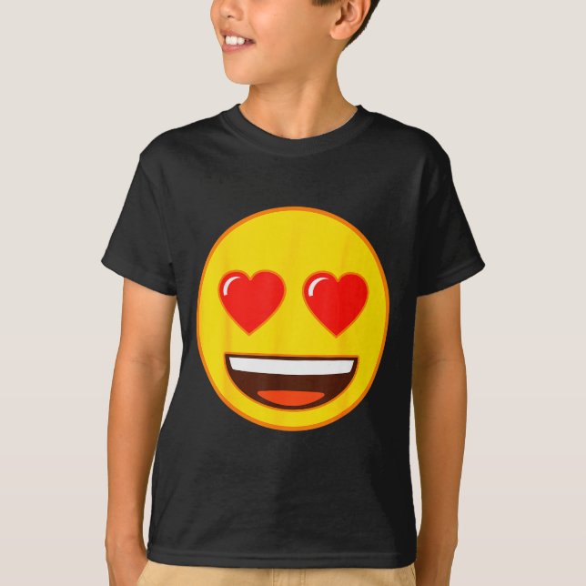 Camiseta Emoji Heart Eyes Yellow Smile Face  (Anverso)