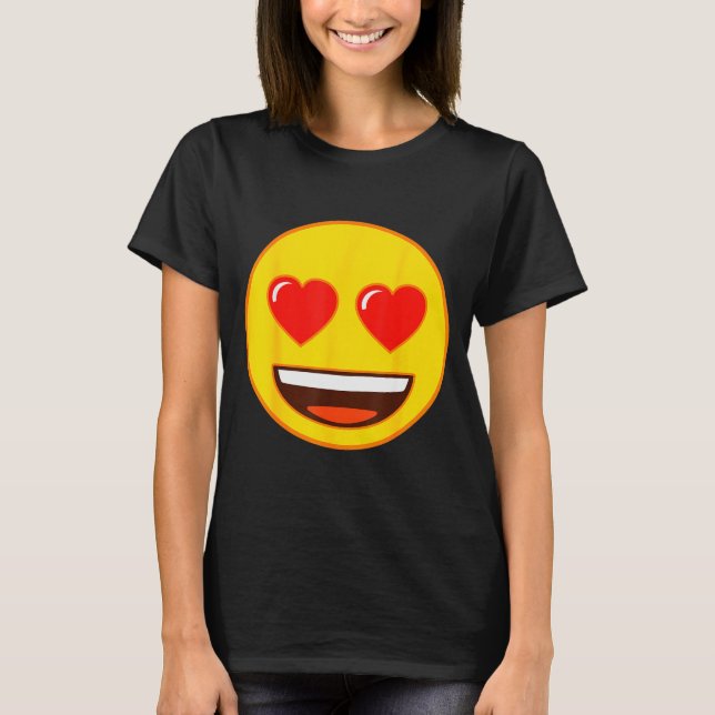 Camiseta Emoji Heart Eyes Yellow Smile Face  (Anverso)