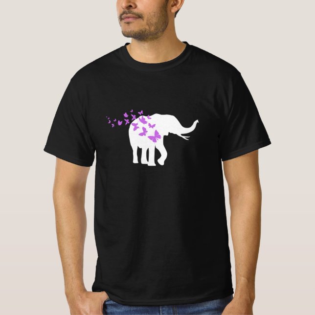 Camiseta Emoji mariposa púrpura, mariposa con elefante (Anverso)