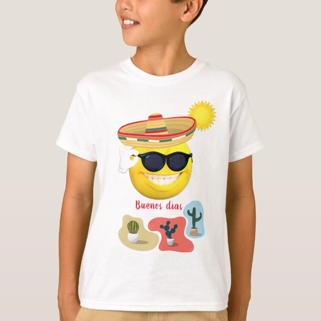 Camiseta Emoji mexicana personalizada en Sombrero con Cacti (Anverso)