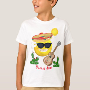 Camiseta Emoji mexicana personalizada en Sombrero y guitarr