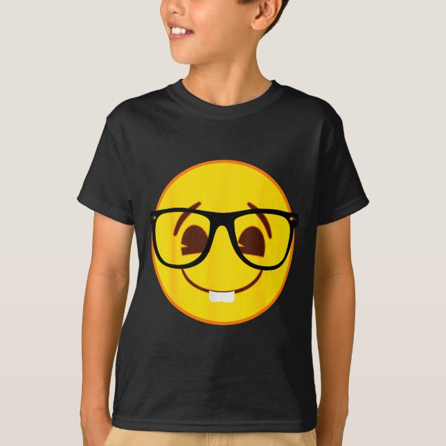 Camiseta Emoji Nerd Gles Yellow Smile Face  (Anverso)