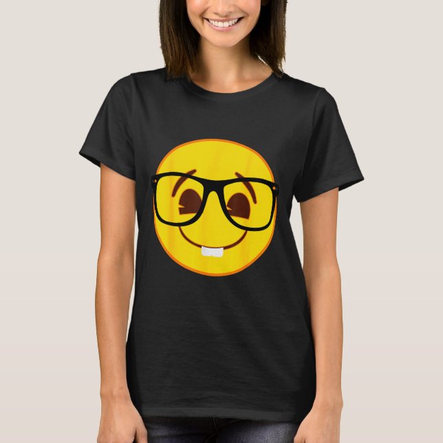 Camiseta Emoji Nerd Gles Yellow Smile Face  (Anverso)
