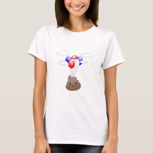Camiseta Emoji Poo Volando Con Globos