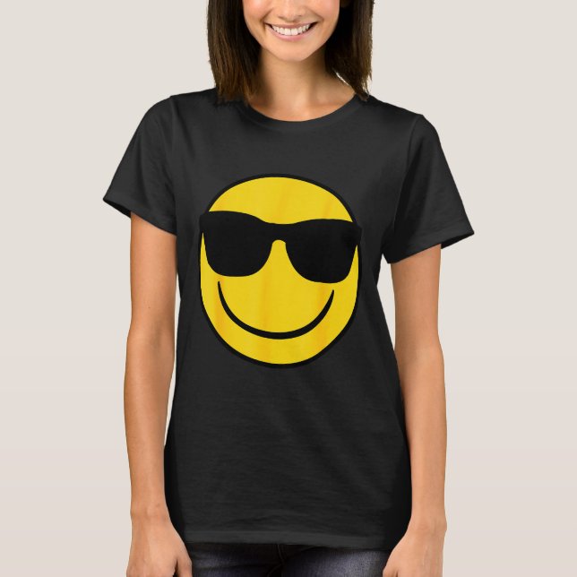 Camiseta Emoji Retro Sungles Yellow Smile Face  (Anverso)