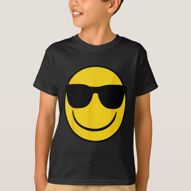 Camiseta Emoji Retro Sungles Yellow Smile Face  (Anverso)