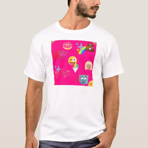 Camiseta emoji rosa caliente
