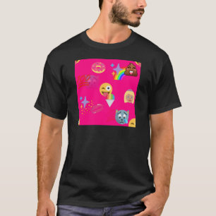 Camiseta emoji rosa caliente