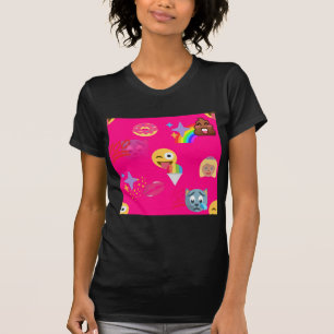 Camiseta emoji rosa caliente