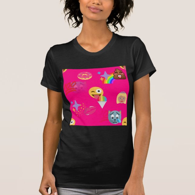 Camiseta emoji rosa caliente (Anverso)
