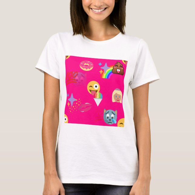 Camiseta emoji rosa caliente (Anverso)