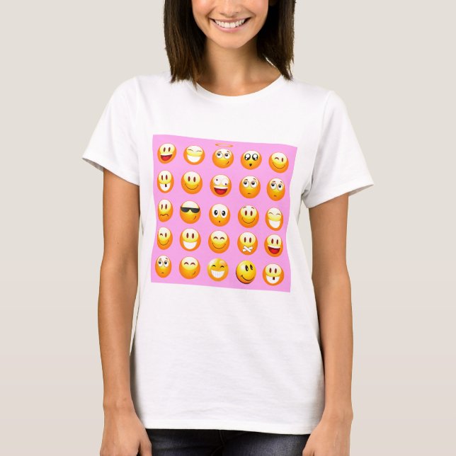 Camiseta emoji rosa pastel (Anverso)