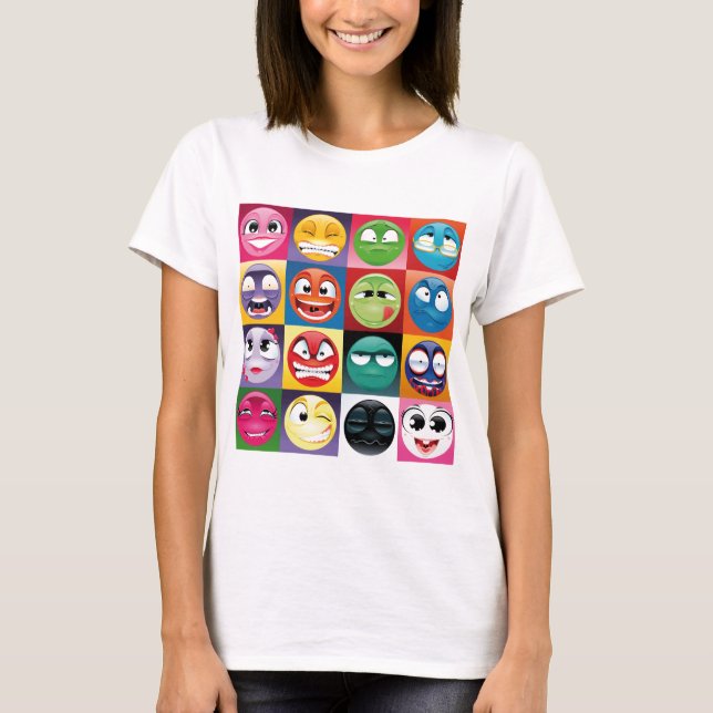 Camiseta emojis de arte pop (Anverso)