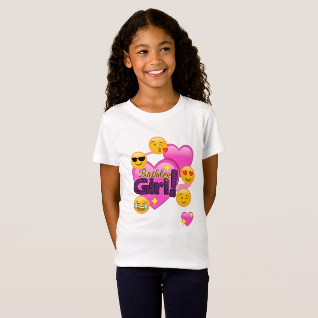 Camiseta Emojis del chica del cumpleaños (corazón) (Anverso completo)