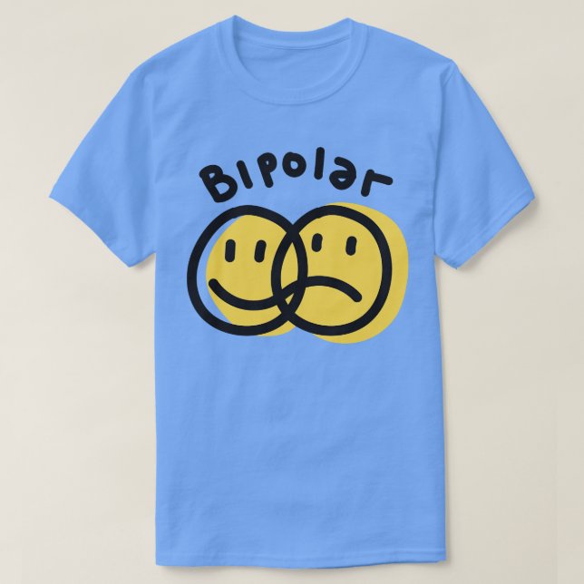 Camiseta Emoticon bipolar feliz cara triste (Diseño del anverso)