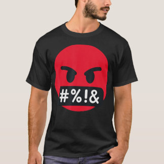 Camiseta Emoticon cara seria con símbolos cubriendo boca