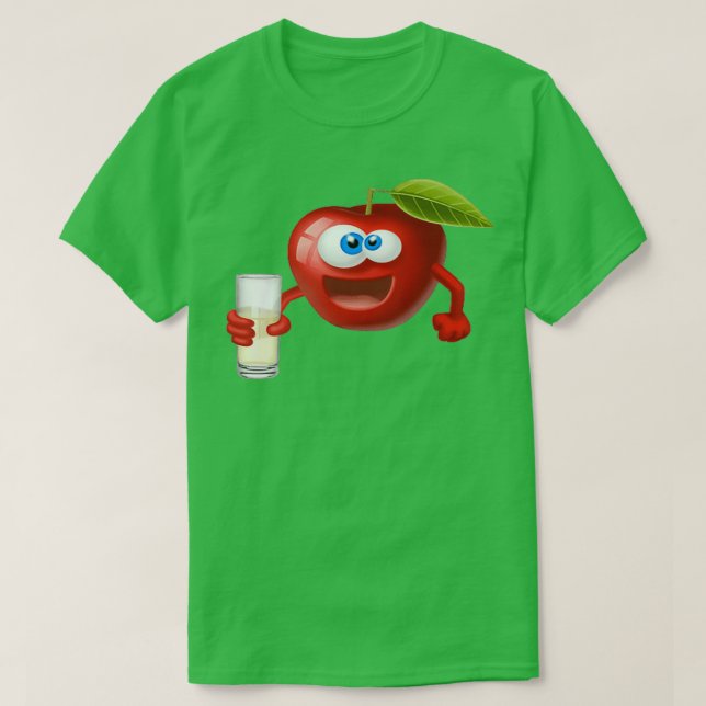 Camiseta Emoticon de una manzana con una linda fruta (Diseño del anverso)