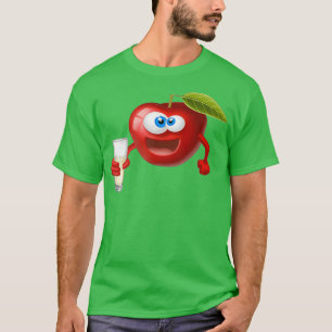 Camiseta Emoticon de una manzana con una linda fruta