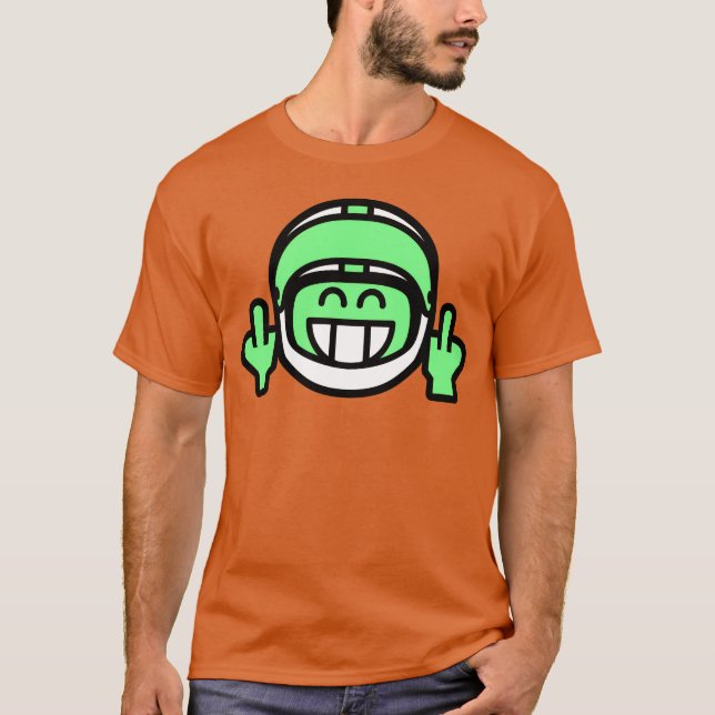 Camiseta Emoticon Grin with Motorcycle Helmet Stinkfinger r (Anverso)