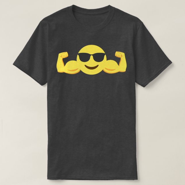 Camiseta Emoticon muscular con gafas de sol Premium (Diseño del anverso)