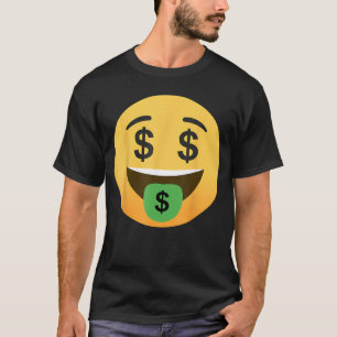 Camiseta Emoticono Divertido Cara de Dólar con Signo de Din