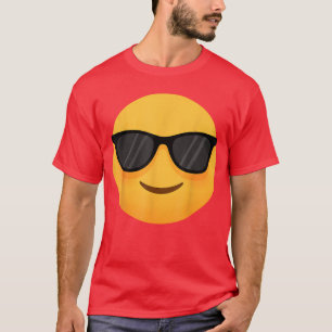 Camiseta Emoticono Divertido Cara Sonriente Fría con Gafas 