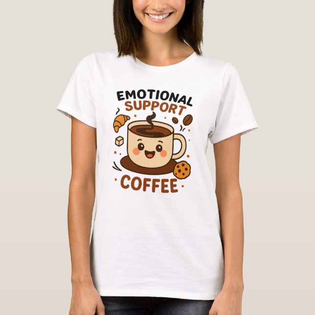 Camiseta Emotional Support Coffee Cute Kawaii Coffee Lover  (Anverso)