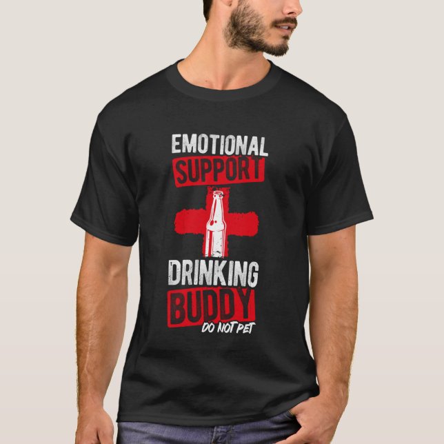 Camiseta Emotional Support Drinking Buddy DO NOT PET Funny  (Anverso)