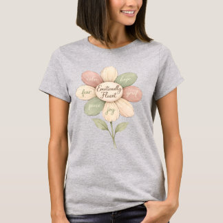 Camiseta Emotionally Fluent Flower Watercolor Wellness Art