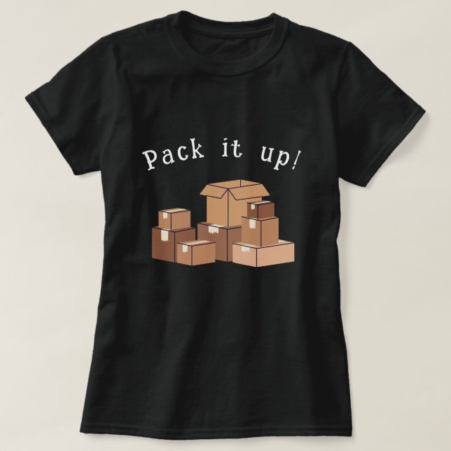 Camiseta Empaquetar las cajas móviles (Diseño del anverso)