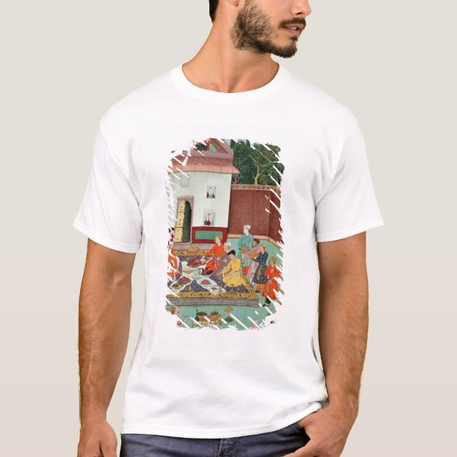 Camiseta Emperador de Mughal que festeja en un patio (Anverso)