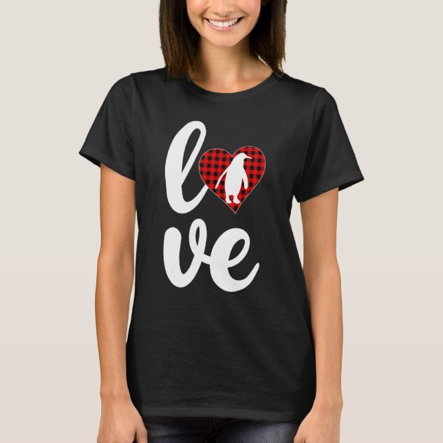 Camiseta Emperador Penguin Buffalo Plaid Love Penguin Valen (Anverso)